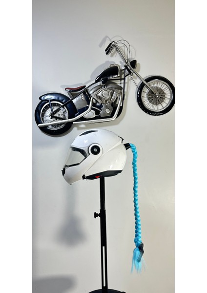 Motor & Motosiklet Kask Dış Aksesuar Çift Mavi Ombreli Örgü Saç