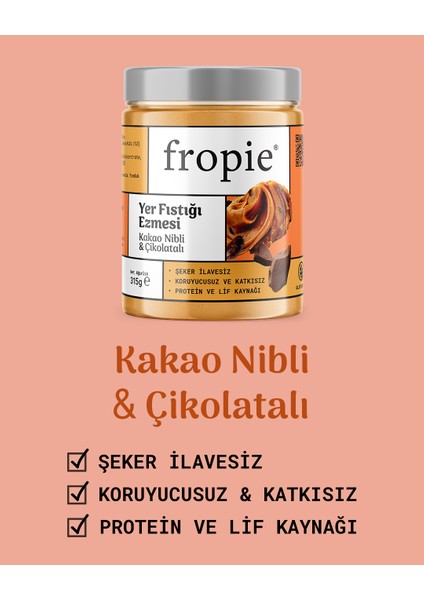 Yer Fıstığı Ezmesi Seti %100 Yer Fıstığı & Kakao Nibli Çikolatalı 315 gr X2
