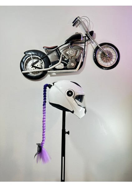 Motor & Motosiklet Kask Dış Aksesuar Tek Mor Ombreli Örgü Saç