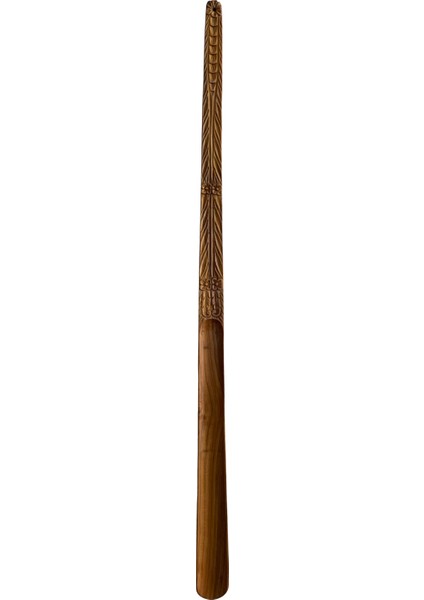 Çiçek Model Ceviz Ahşap El Oyması Ayakkabı Çekeceği 75 cm