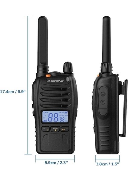 E88 Ekranlı Lisanssız Pmr Telsiz Kulaklık Dahil 2'li Set