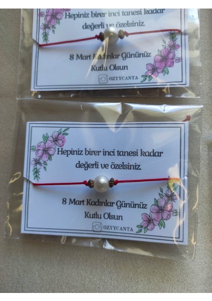 8 Mart Dünya Kadınlar Günü Incili Bileklik 10 Adet (Hepsi Ayrı Paketli ve Arkası Ayarlı) indirimleri