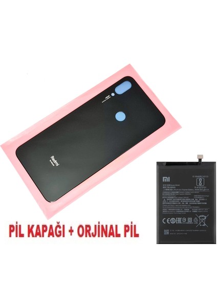 Xiaomi Redmi Note 7 Arka Pil Batarya Kapağı + Pil (Cam) Siyah