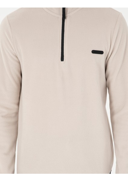 Erkek Taş Regular Fit Yarım Fermuarlı Polar Sweatshirt 50298973-VR049