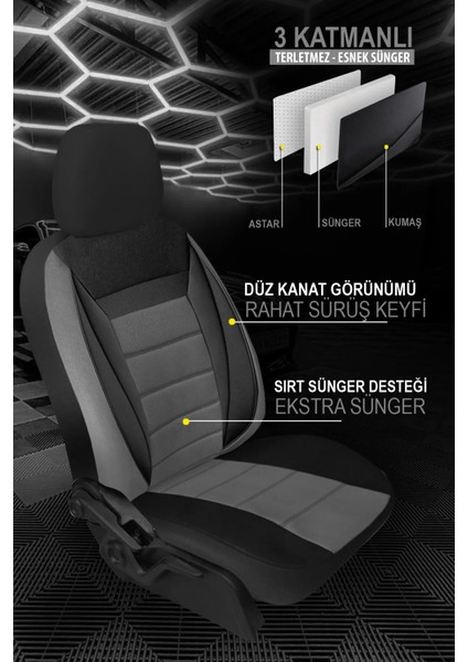 Jaguar Daimler Uyumlu Tam Set 5 Koltuk Tay Tüyü Oto Koltuk Kılıfı Füme