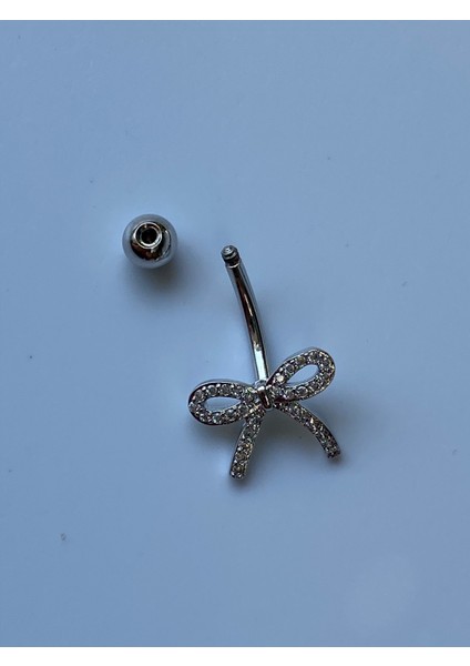 Çelik Göbek Piercing Zirkon Taşlı Gümüş Renk Fiyonk Kurdale Model modelleri