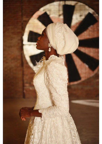 Dantelli Dolgulu Rose Gelinlik Bonesi