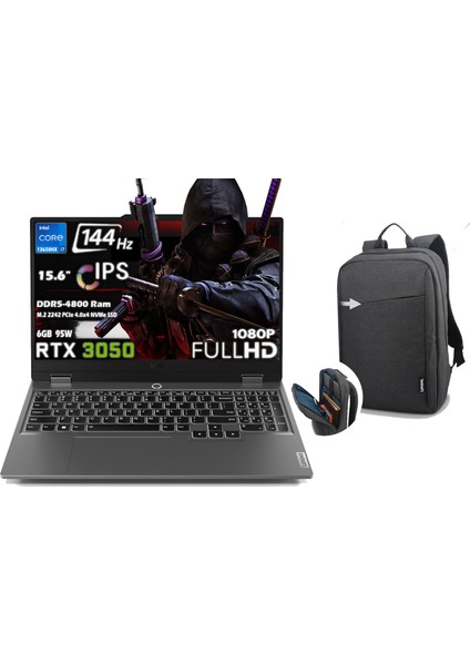 Loq 15IRX9 Intel Core I7 13650HX 16GB 1tb SSD Rtx 3050 6gb (95W) 15.6" Fhd 144Hz IPS Panel Freedos Taşınabilir Bilgisayar 83DV00YXTR H14 + B210 Siyah Çanta