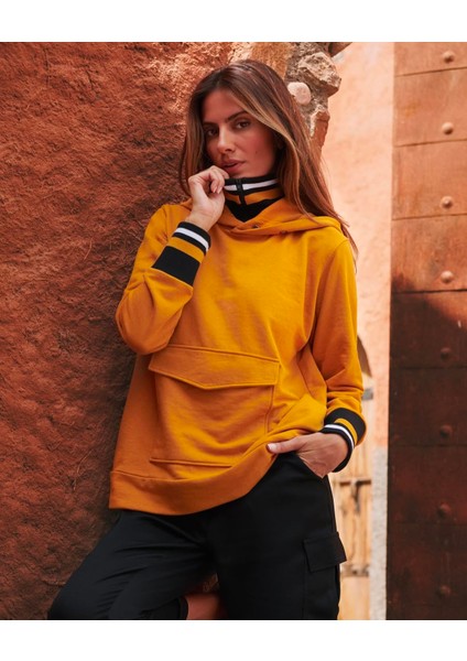 Sweatshirt Çift Yakalı Kapşonlu