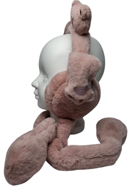 Çocuk Pembe Renk Ayıcık Figürlü Pompalı ve Sesli Kışlık Peluş Kulaklık fırsatları