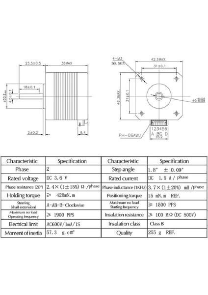 17HS4401S NEMA17 Step Motor 3D Yazıcı Cnc 48MM