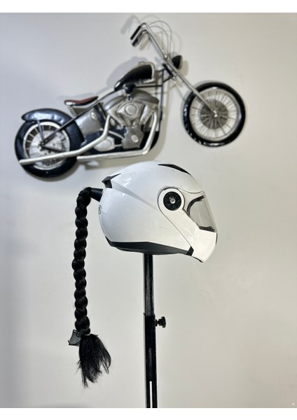 Motor & Motosiklet Kask Dış Aksesuar Çift Mavi Ombreli Örgü Saç