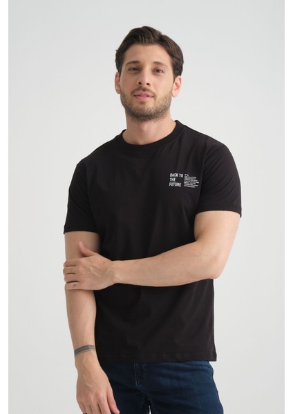 Siyah Erkek Tişört Pamuk Premium Minimal Tasarım Regular Kalıp