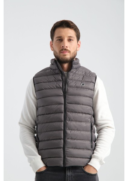 Regular Fit Elyaf Dolgulu Mevsimlik Fermuarlı Erkek Yelek