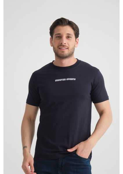 Beyaz Erkek Bisiklet Yaka Tişört Premium Pamuklu Regular Fit