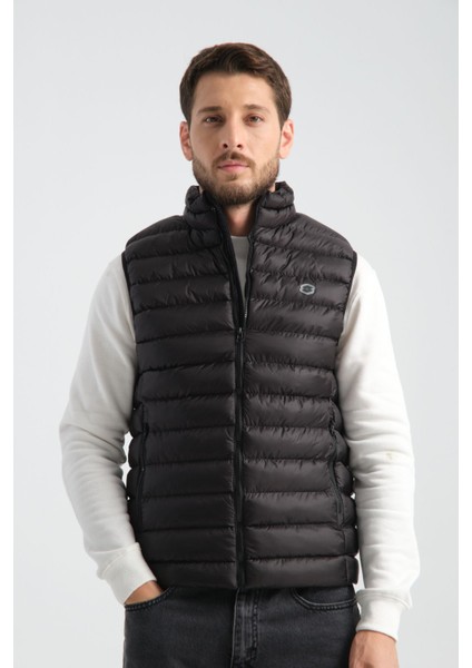 Regular Fit Elyaf Dolgulu Mevsimlik Fermuarlı Erkek Yelek