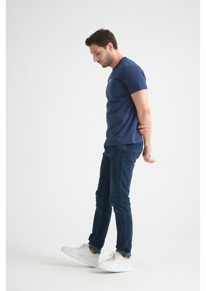 Açık Lacivert Erkek Bisiklet Yaka Tişört Premium Pamuklu Yüksek Kalite Regular Fit fiyatları