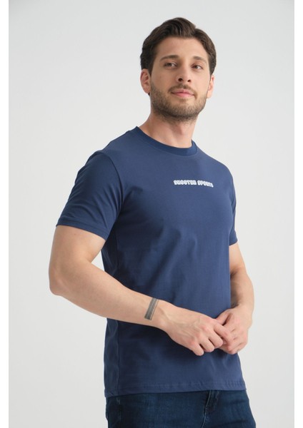 Açık Lacivert Erkek Bisiklet Yaka Tişört Premium Pamuklu Yüksek Kalite Regular Fit modelleri