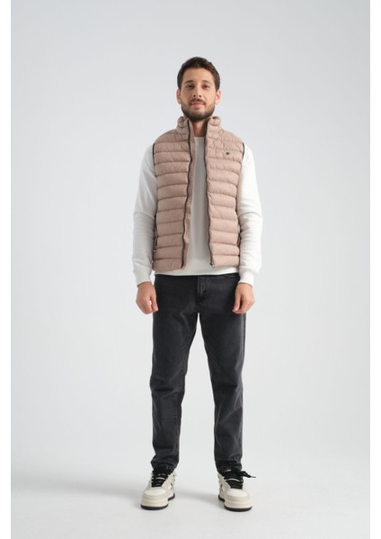 Regular Fit Elyaf Dolgulu Mevsimlik Fermuarlı Erkek Yelek