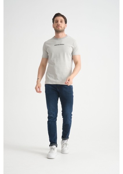 Gri Erkek Bisiklet Yaka Tişört Premium Pamuklu Yüksek Kalite Regular Fit fiyatları