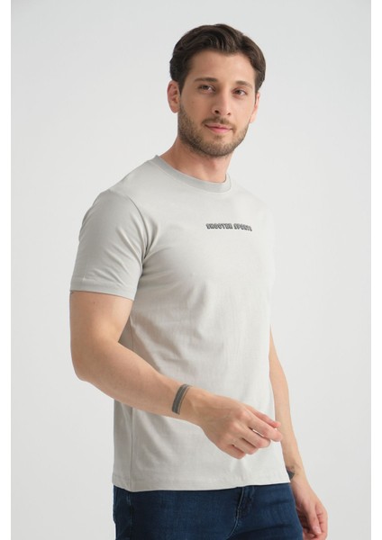 Gri Erkek Bisiklet Yaka Tişört Premium Pamuklu Yüksek Kalite Regular Fit modelleri