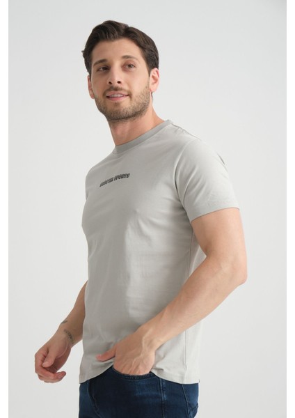 Gri Erkek Bisiklet Yaka Tişört Premium Pamuklu Yüksek Kalite Regular Fit indirimleri