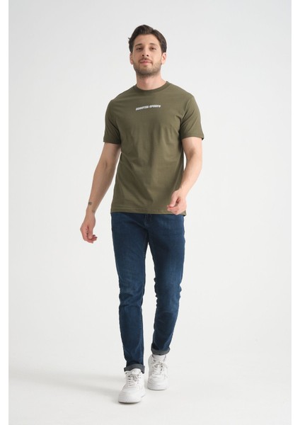 Haki Erkek Bisiklet Yaka Tişört Premium Pamuklu Yüksek Kalite Regular Fit fiyatları