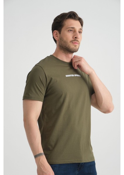 Haki Erkek Bisiklet Yaka Tişört Premium Pamuklu Yüksek Kalite Regular Fit modelleri