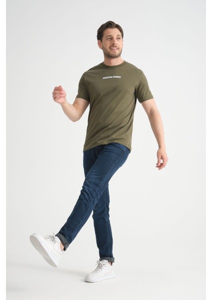 Haki Erkek Bisiklet Yaka Tişört Premium Pamuklu Yüksek Kalite Regular Fit fırsatları