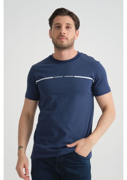 Açık Lacivert Erkek Tişört %100 Pamuk Nefes Alan Bisiklet Yaka Regular Fit fiyatları