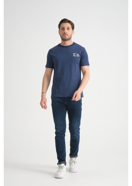 Açık Lacivert Erkek Tişört Pamuk Premium Kalite Minimal Tasarım Regular Kalıp fiyatları