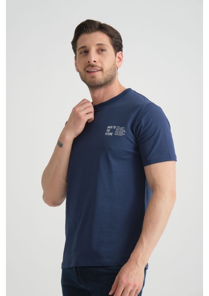 Açık Lacivert Erkek Tişört Pamuk Premium Kalite Minimal Tasarım Regular Kalıp fırsatları