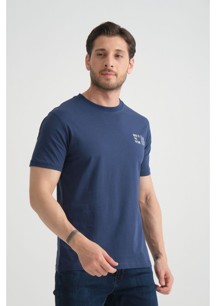 Açık Lacivert Erkek Tişört Pamuk Premium Kalite Minimal Tasarım Regular Kalıp indirimleri