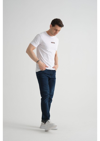 Minimal Baskılı Pamuklu Kumaş Standart Kalıp Taş Rengi Erkek T-Shirt fiyatları