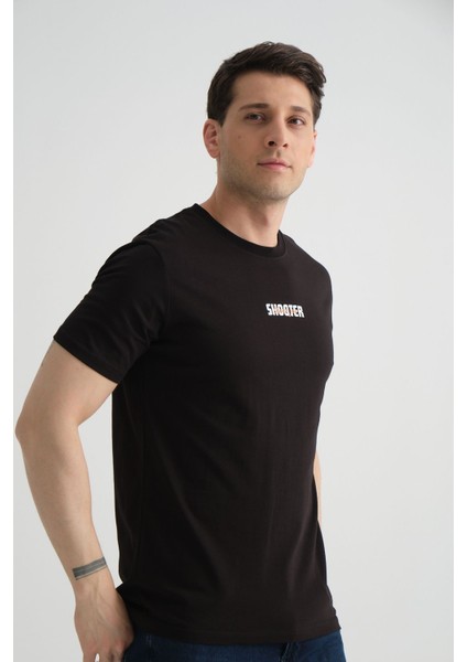 Minimal Baskılı Pamuklu Kumaş Standart Kalıp Taş Rengi Erkek T-Shirt modelleri