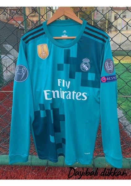 R.e.a.l M.a.d.r.i.d 2017/18 Sezonu Cristiano Ronaldo Deplasman Turkuaz Uzun Kol Forma fiyatları