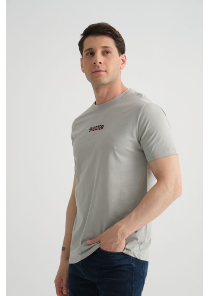 Minimal Baskılı Pamuklu Kumaş Standart Kalıp Gri Erkek T-Shirt indirimleri