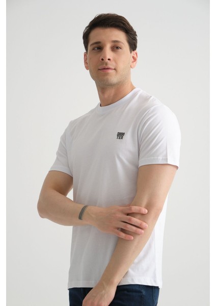 Esnek Pamuklu Standart Kalıp Minimal Logolu Siyah Erkek T-Shirt indirimleri