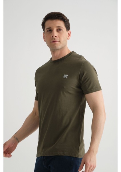 Esnek Pamuklu Standart Kalıp Minimal Logolu Siyah Erkek T-Shirt modelleri