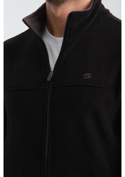 Premium Kışlık Erkek Polar Sweatshirt Minimal Nakış Detayları Fermuarlı Regular Fit indirimleri