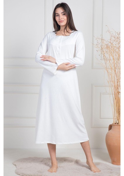 Mecit 6106 Ekru Büyük Beden Kadın Gecelik