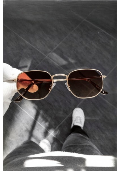 Beşgen UV400 Filtre Korumalı Metal Çerçeve Unisex Güneş Gözlüğü