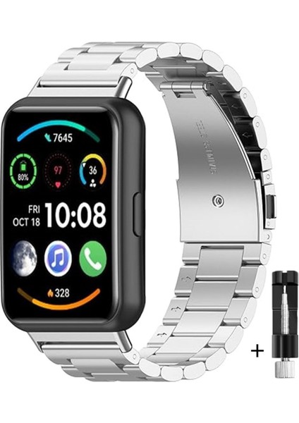 Huawei Watch Fit 2 Uyumlu Ayarlabilir Paslanmaz Çelik Akıllı Saat Kordonu Pim Sökme Aparatı Hediye