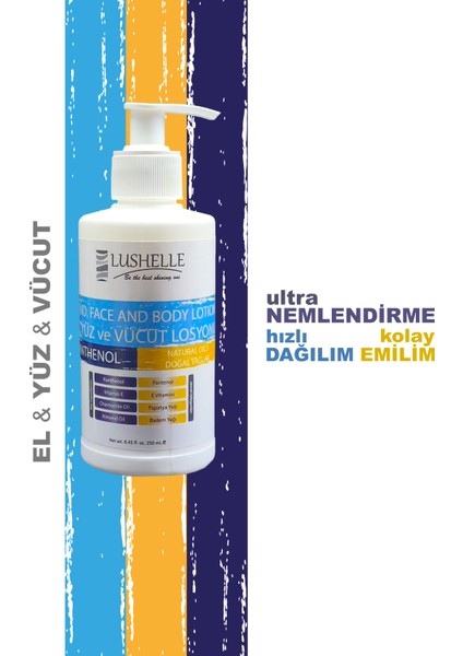 Nemlendirici Losyon-Panthenol, E Vitamini, Badem ve Papatya Yağı 250 ml modelleri