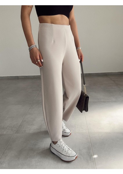 Kadın Balon Pantolon, Beli Lastikli Şalvar Model Krep Balon Pantolon