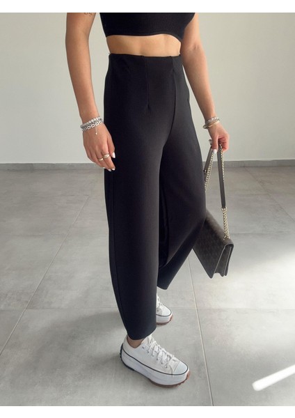 Kadın Balon Pantolon, Beli Lastikli Şalvar Model Krep Balon Pantolon