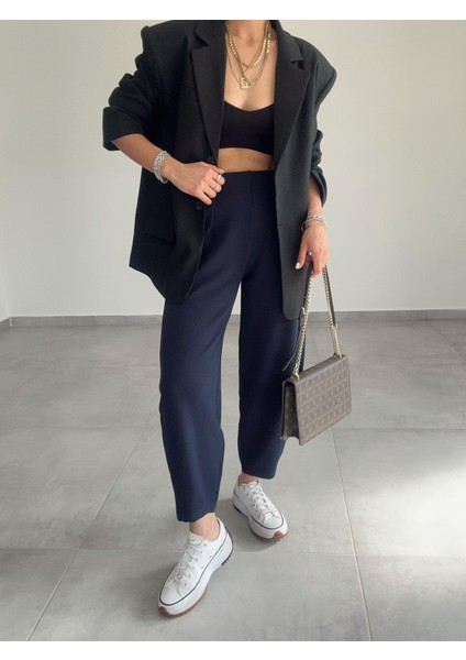 Kadın Balon Pantolon, Beli Lastikli Şalvar Model Krep Balon Pantolon