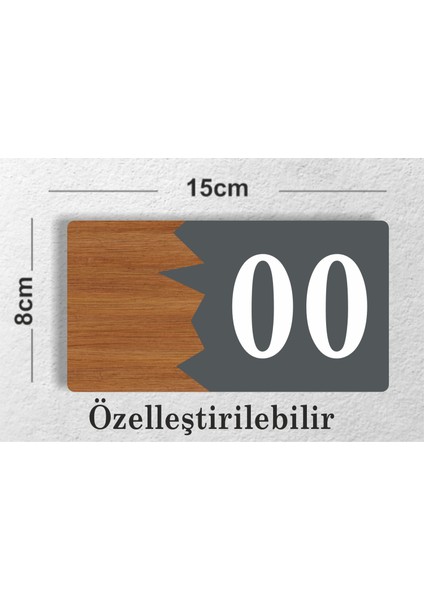 Yatay Özelleştirilebilir Kapı No Kompozit - Ahşap Apartman -Daire Otel Ofis Kapı Numarası Antrasit modelleri