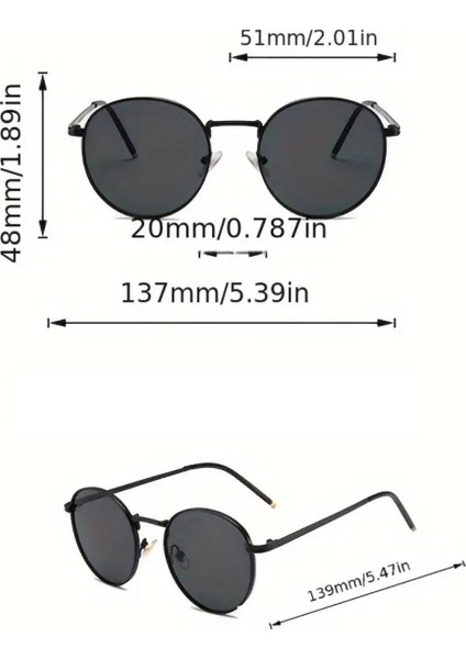 Minimal Tasarım Yuvarlak Çerçeve Unisex Güneş Gözlüğü modelleri