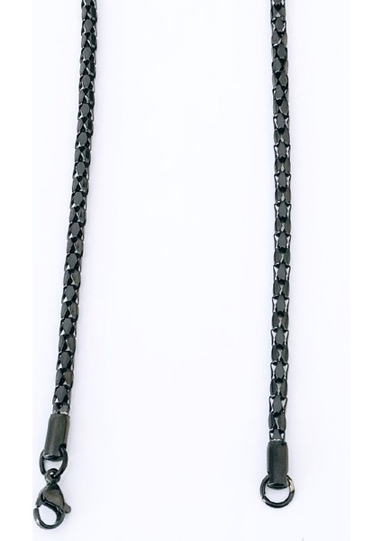 Çelik Zincir Kolye Siyah 59 cm